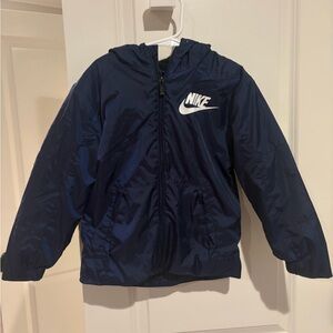 Nike Kids Dark Blue Fleece Lined Windbreaker Jacket size 6/7